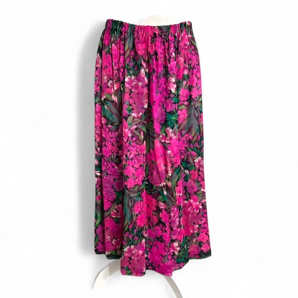 Floral Kung New York maxi skirt 100% Silk with elastic waistband Size large (8)